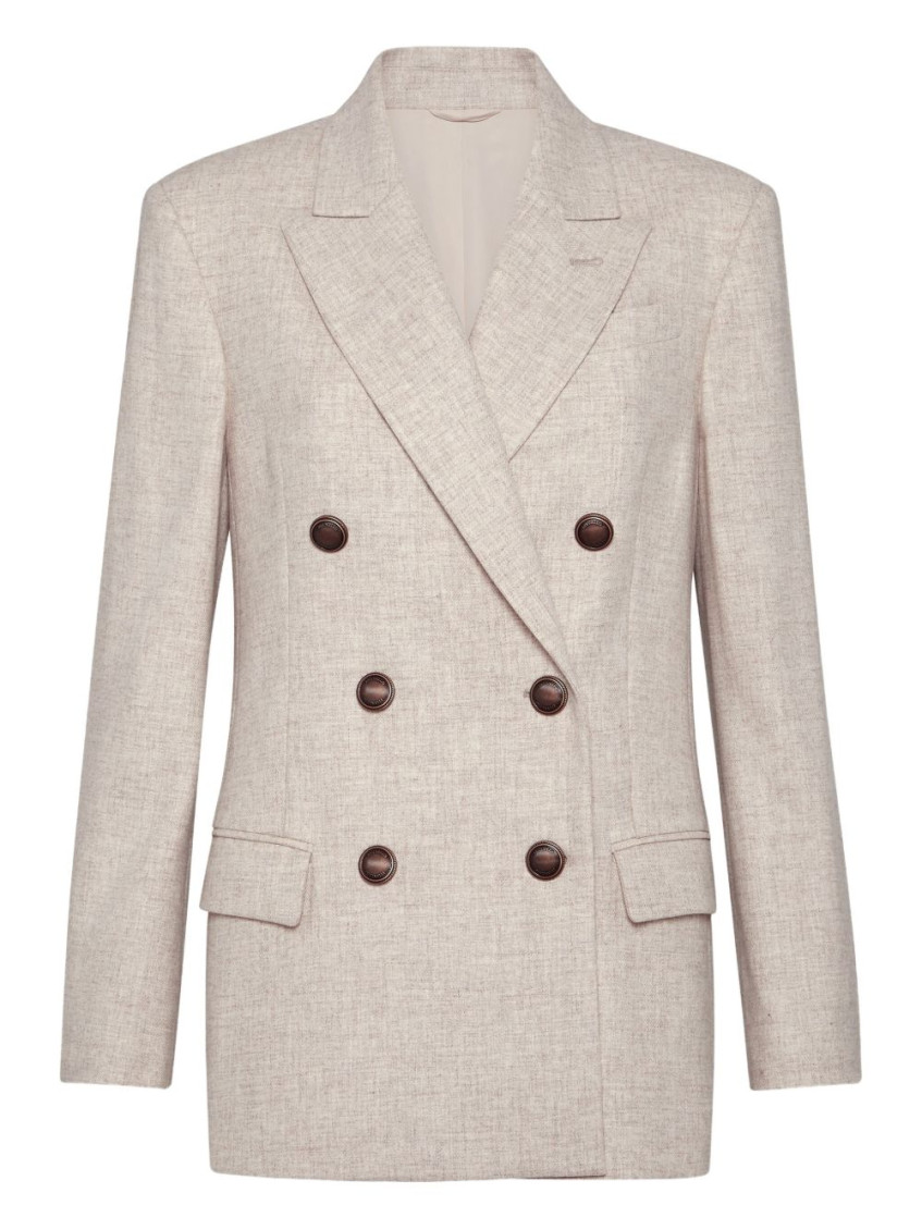 Brunello Cucinelli Beige Wool Double-breasted Blazer
