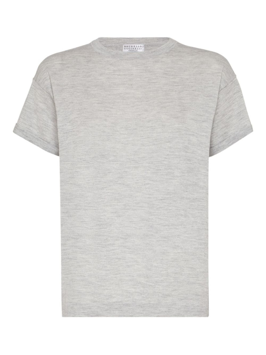 Brunello Cucinelli Light Grey Wool And Silk T-shirt