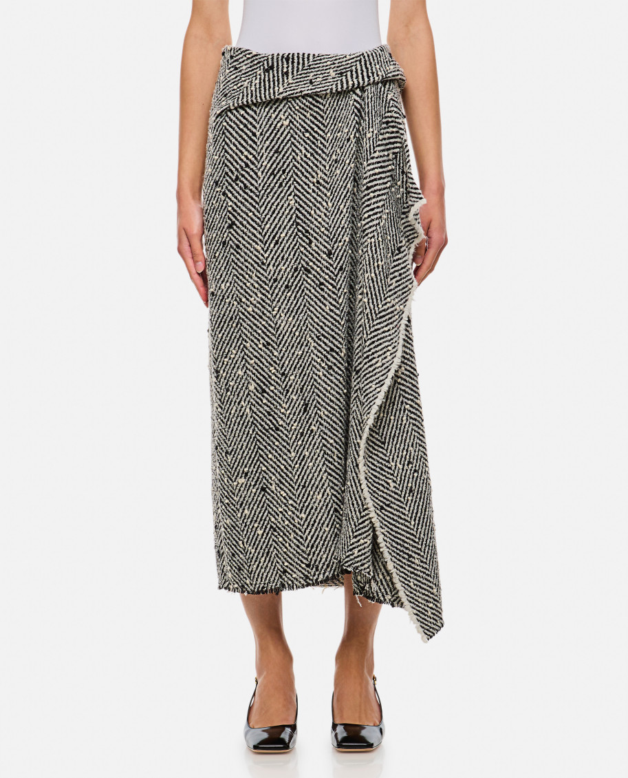 Erdem Blackwhite Draped Wrap Midi Skirt
