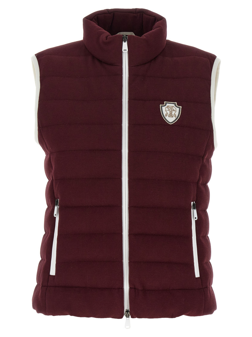 Brunello Cucinelli Maroon Logo Vest