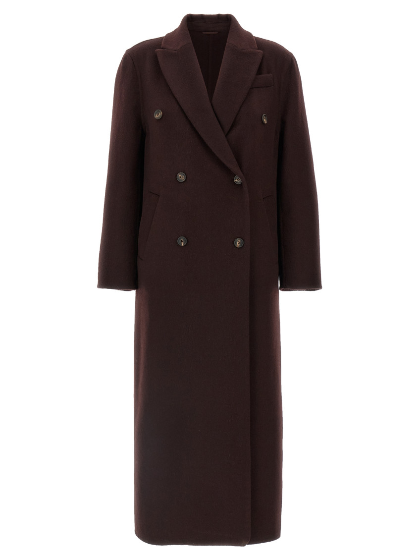 Brunello Cucinelli Maroon Cashmere Coat