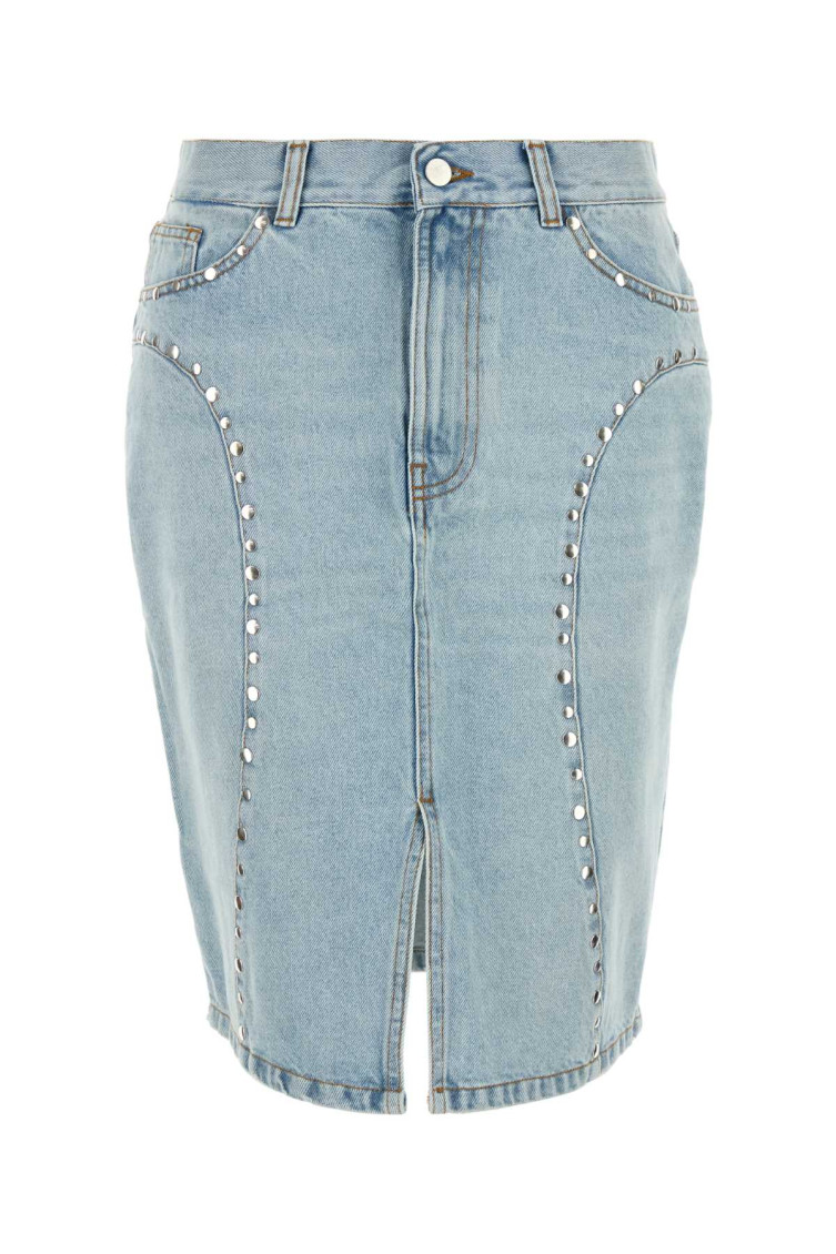 Gimaguas Luna Stud-embellished Denim Skirt In Blue