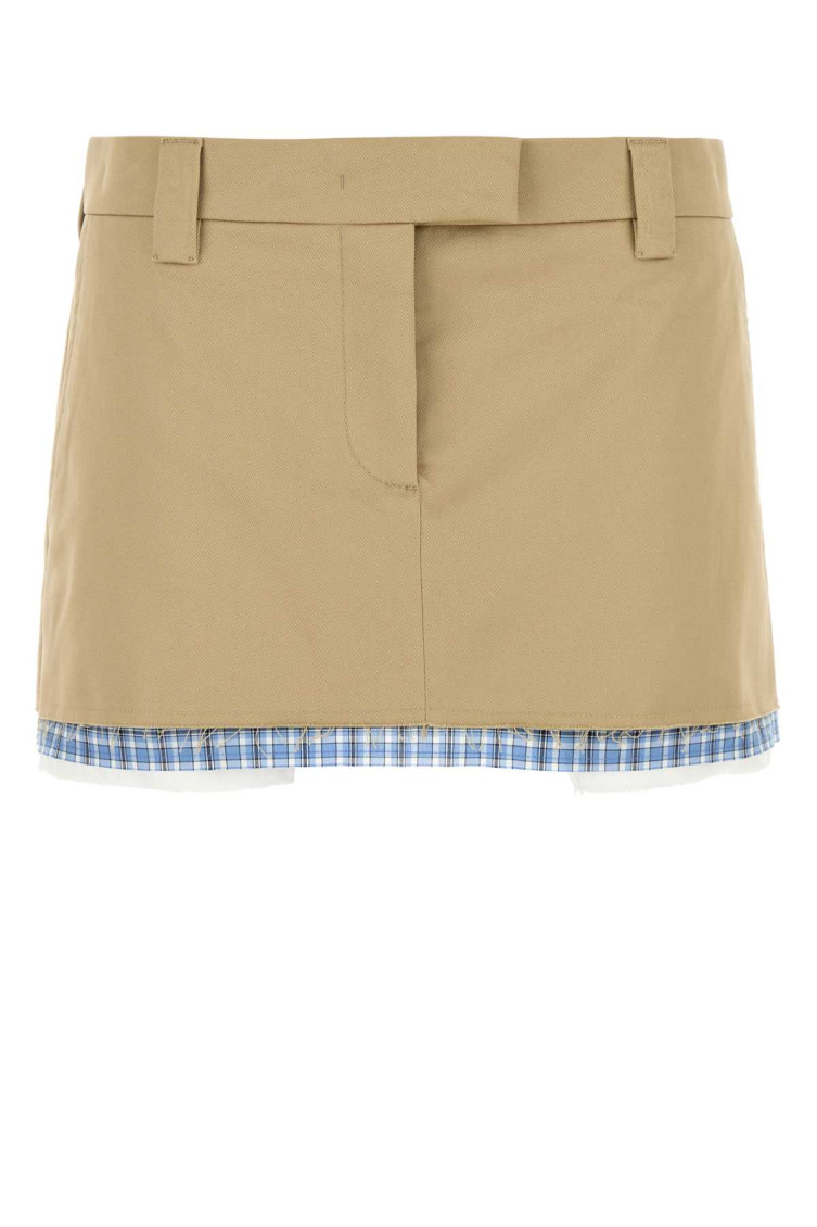 Miu Miu Beige Cotton Mini Skirt
