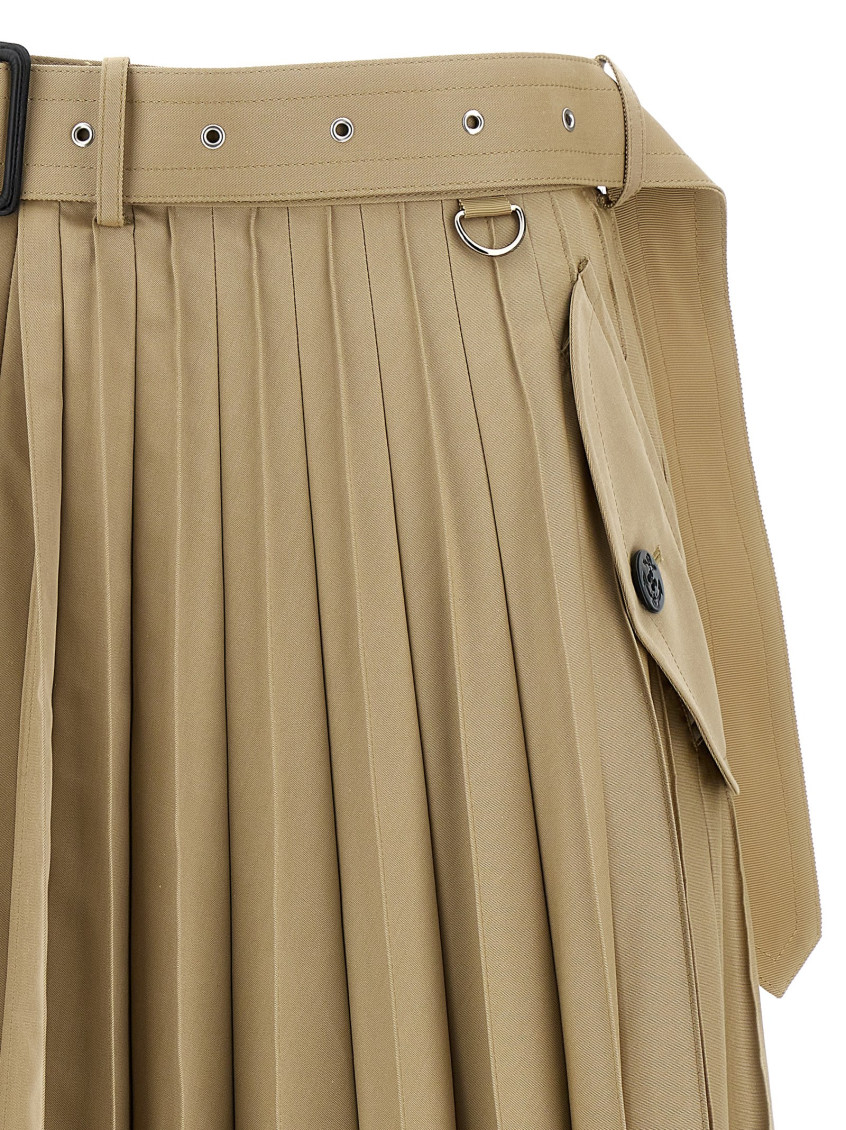スカート SACAI Long pleated skirt Beige Sacai Pleated midi skirt Sacai
