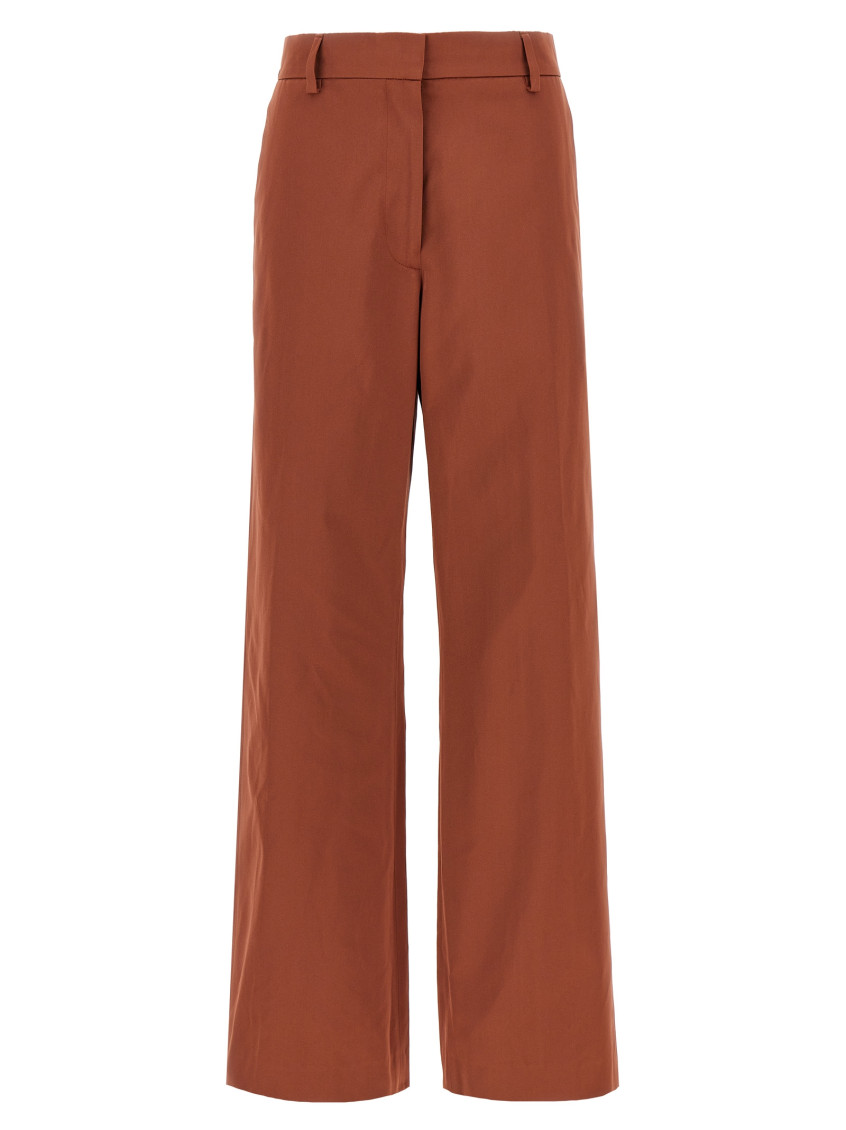 Dries Van Noten High Waist Wide Leg Trousers With Back Pockets In Brown