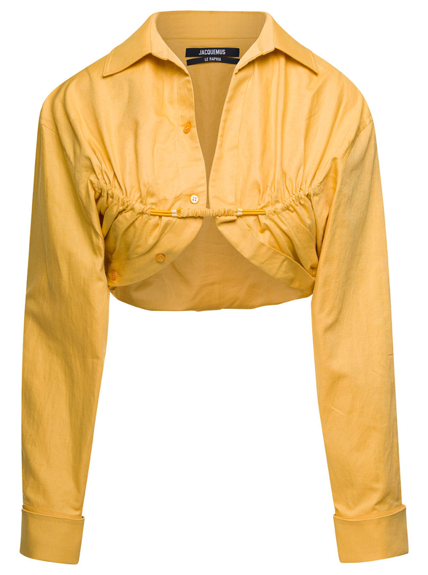 Shop Jacquemus Yellow Cropped Shirt