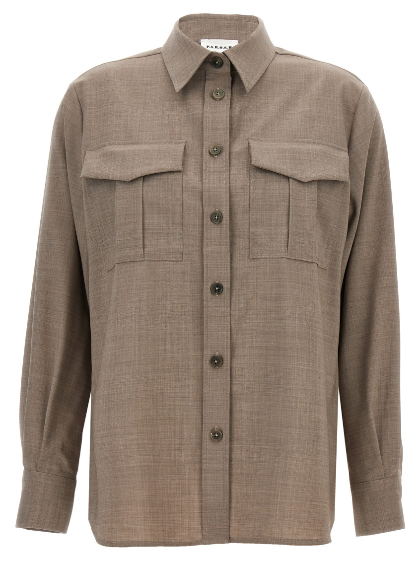 P.a.r.o.s.h Grey Lille24 Wool Shirt In Grey