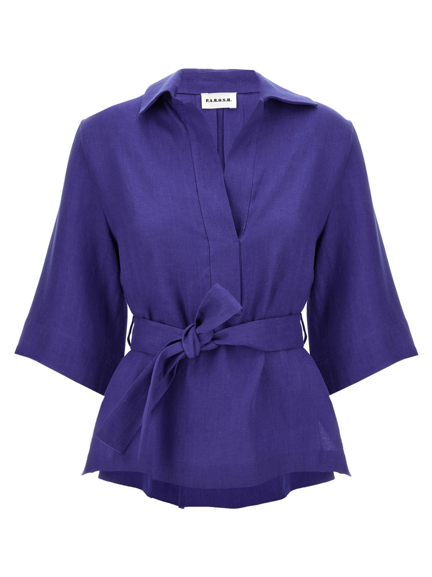 Shop P.a.r.o.s.h Purple Blitz Belted Blouse