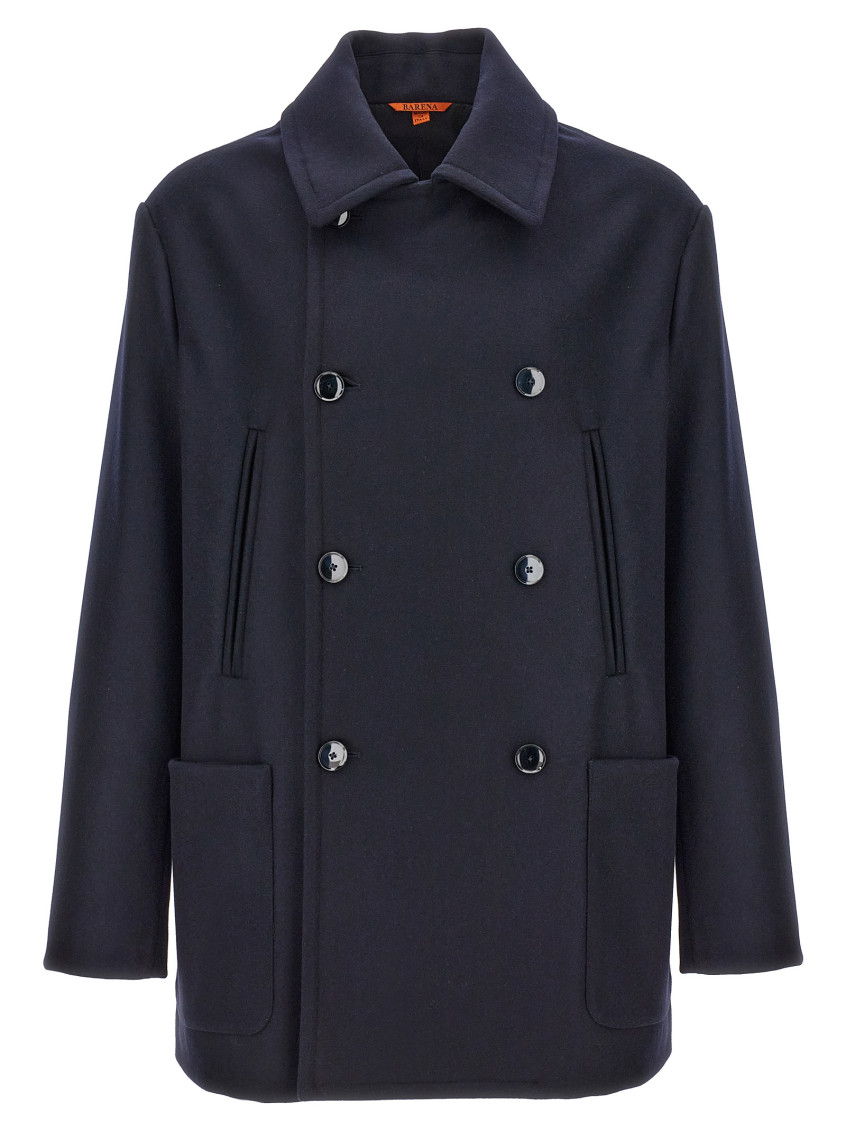 Shop Barena Venezia Navy Blue Gaban Coat