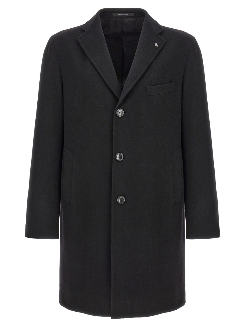 Tagliatore Single-breasted Coat Featuring Back Vent In Black