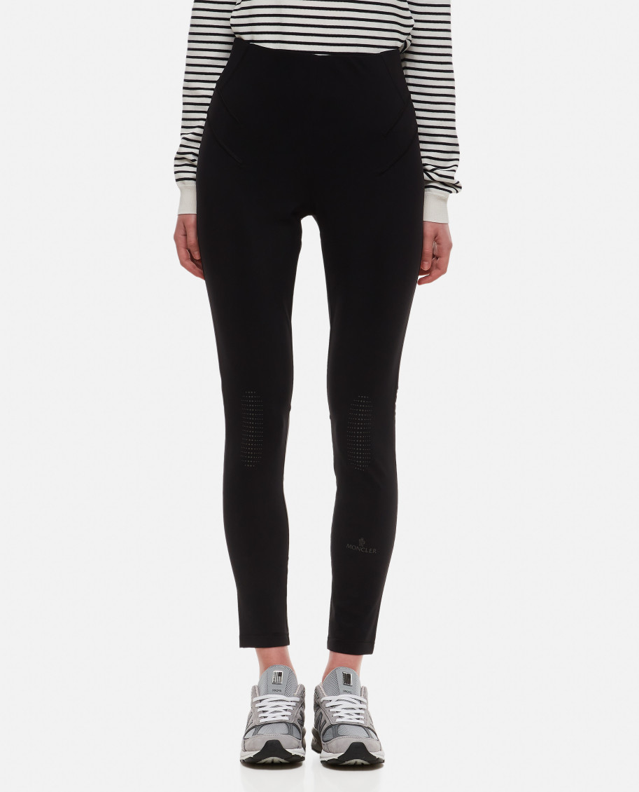 Moncler Grenoble Black Leggings With Zipped Pocket In Stretch Polyamide Woman In Black