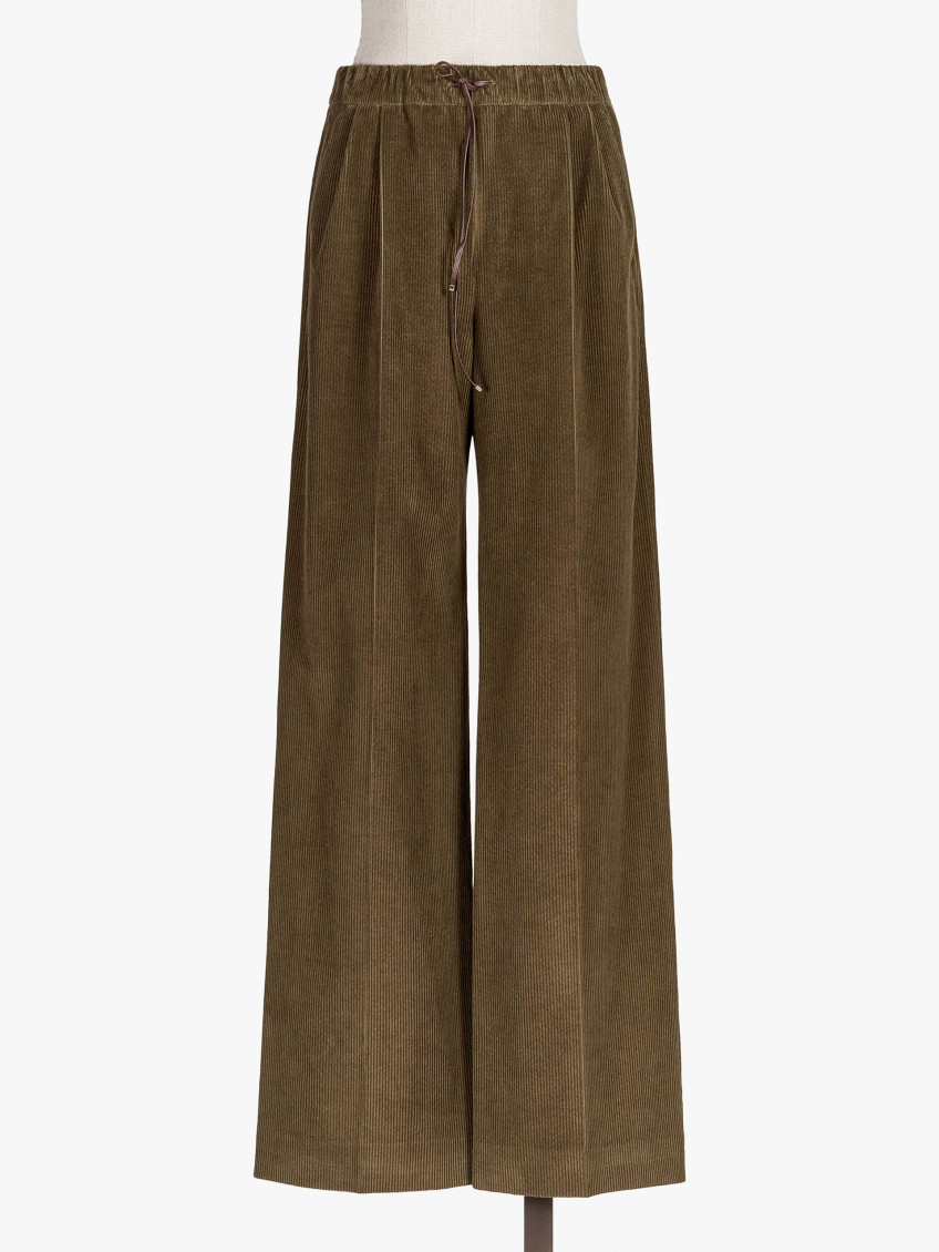 MAX MARA OLIVE PLEATED FRONT PANT