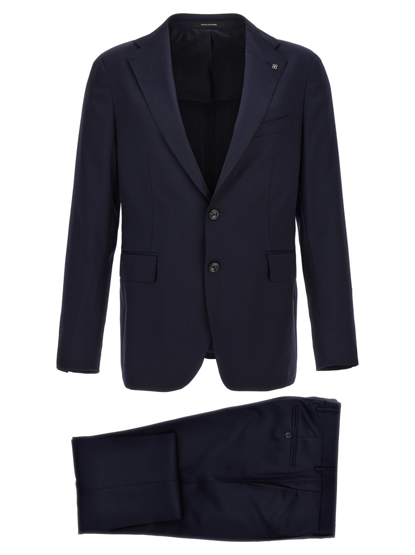 Tagliatore Notch Lapel Single Breasted Suit Dress In Blue