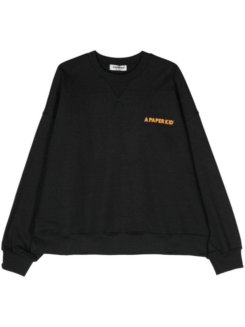 A Paper Kid Logo-print Cotton Sweatshirt In Black