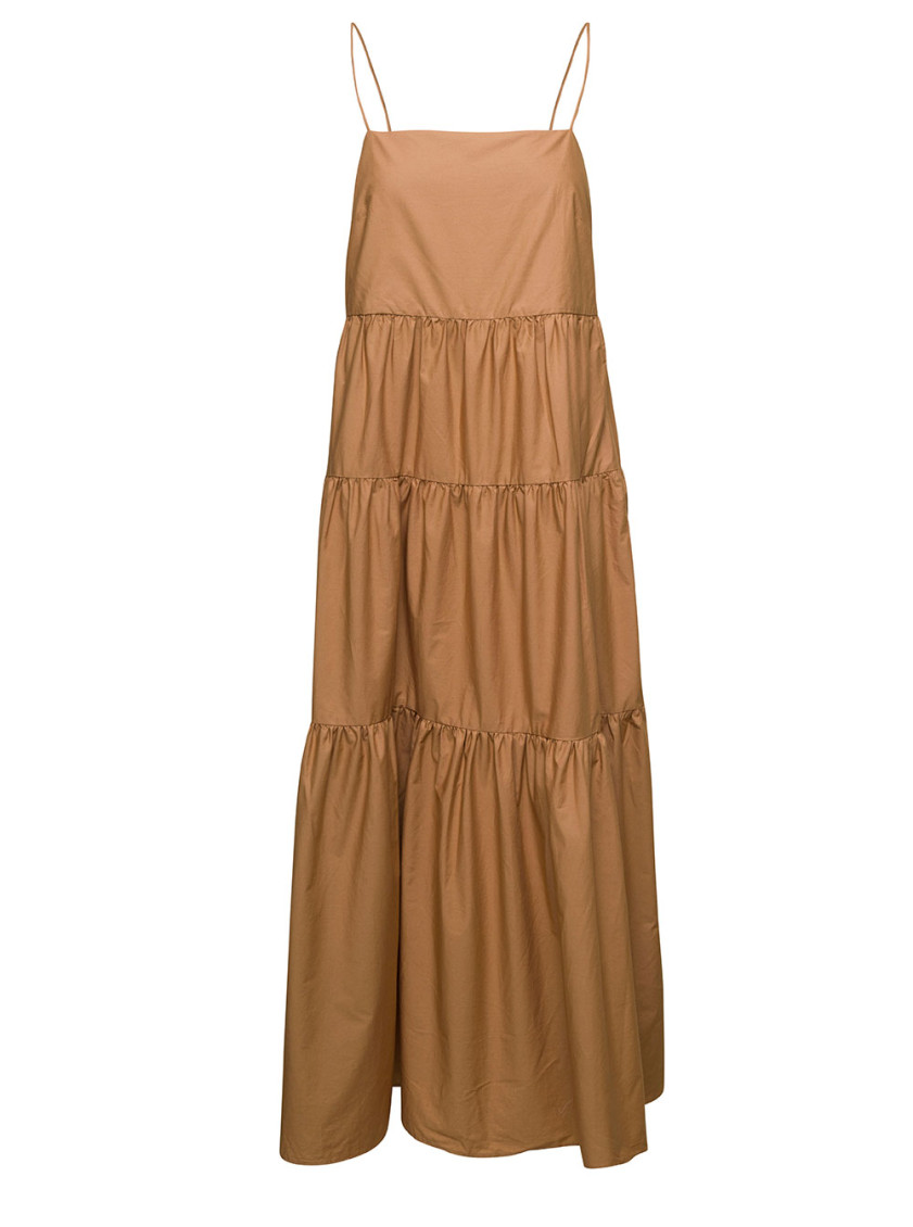 Ivy & Oak Ivy Oak Woman Maxi Dress Camel Size 8 Cotton In Brown