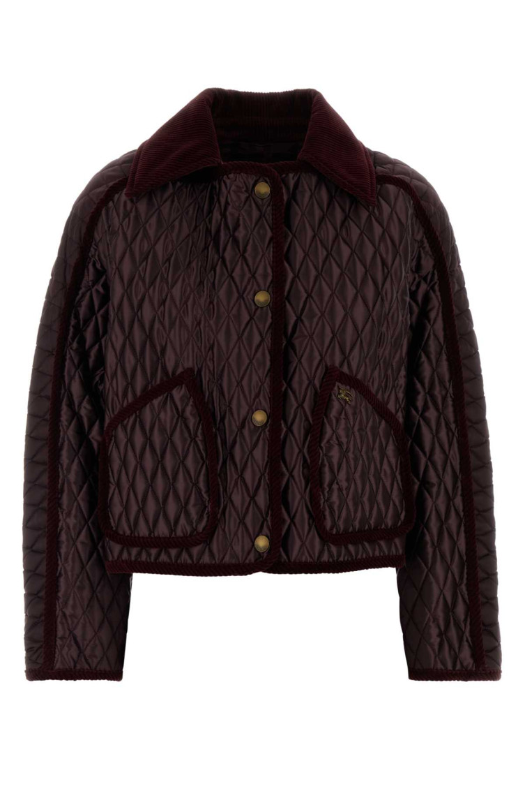 Burberry Nylon Jacket With Collared Neck And Pockets In Burgundy