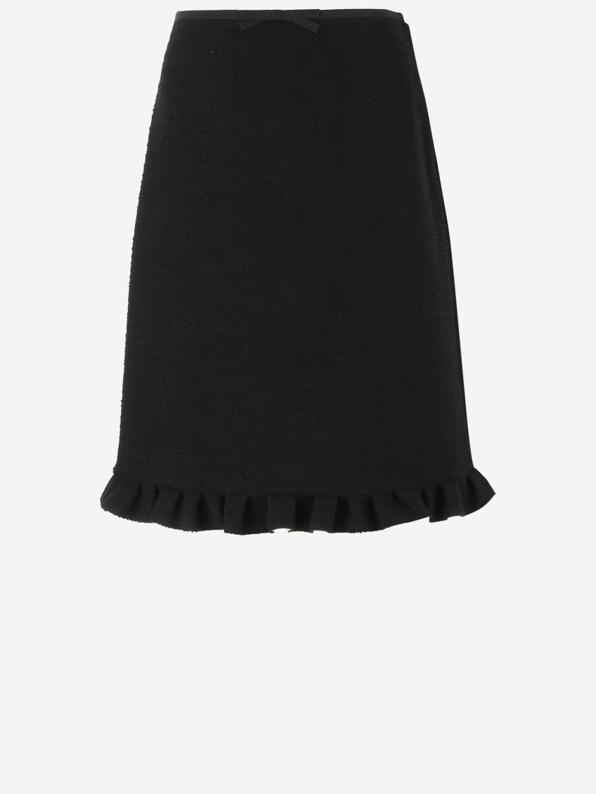 Valentino Ruffled Wool-blend Miniskirt In Black