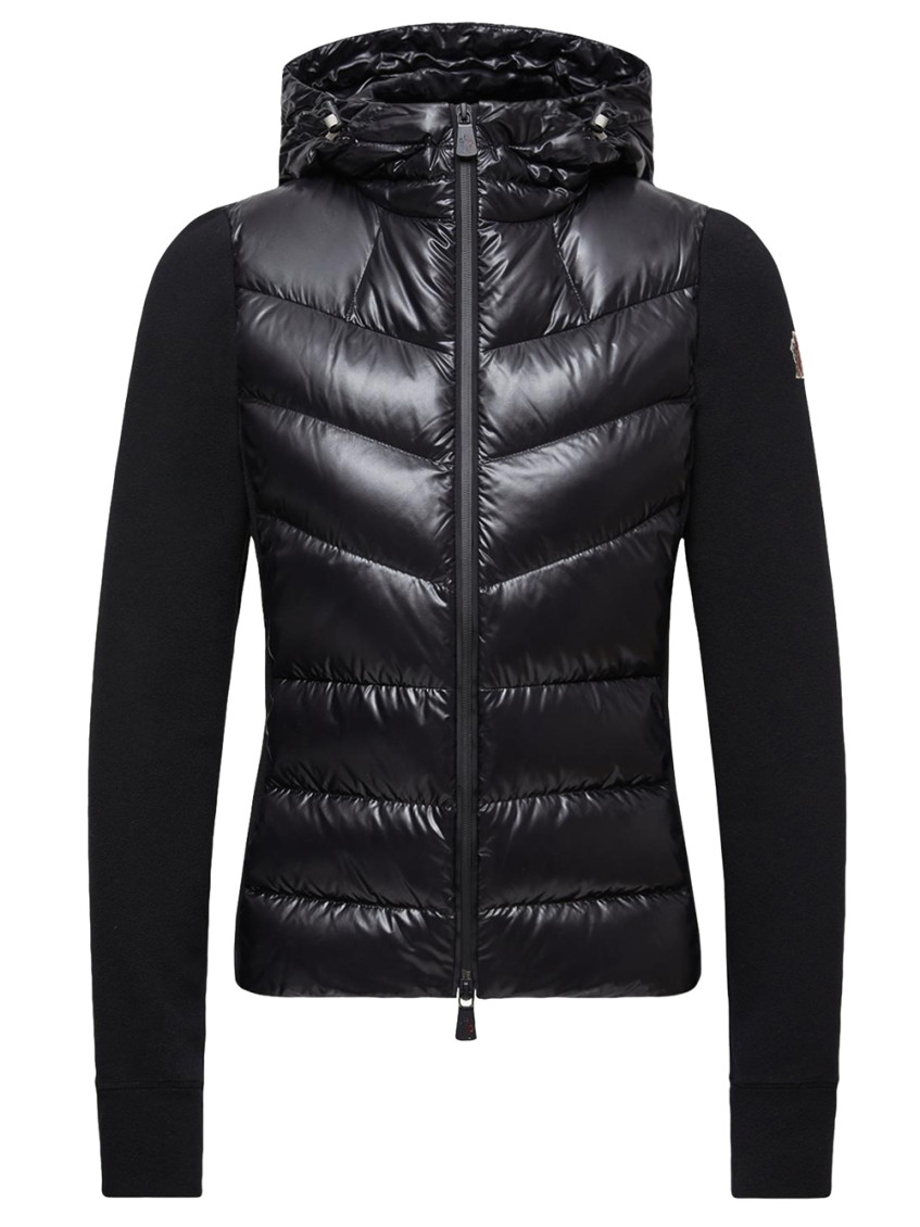 Moncler Padded Fleece Sweatshirt With Zip And Hood In Black