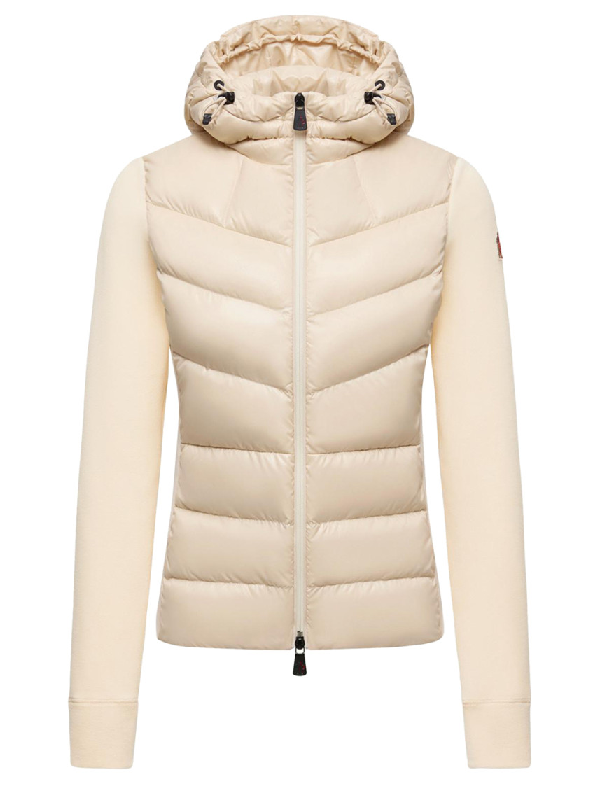 Moncler Padded Fleece Sweatshirt With Zip And Hood In Neutral