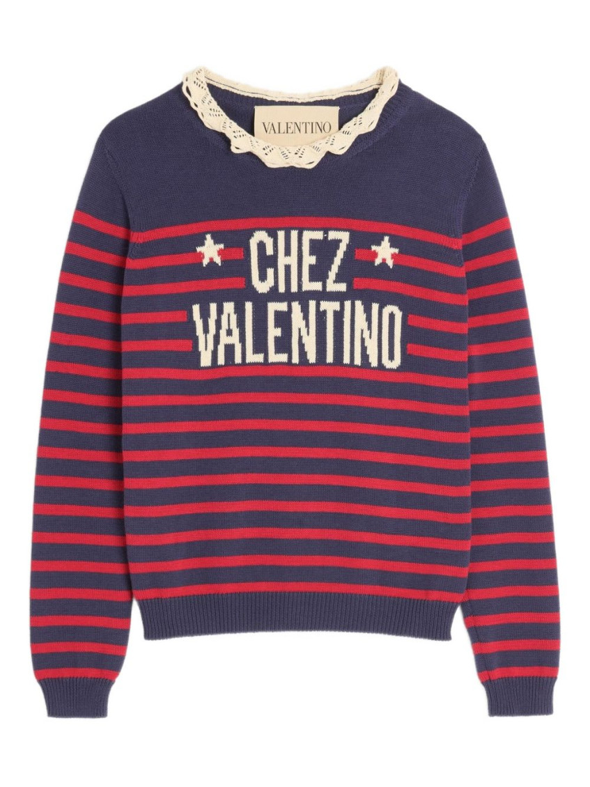 Valentino Multicolor Striped Sweater In Multi