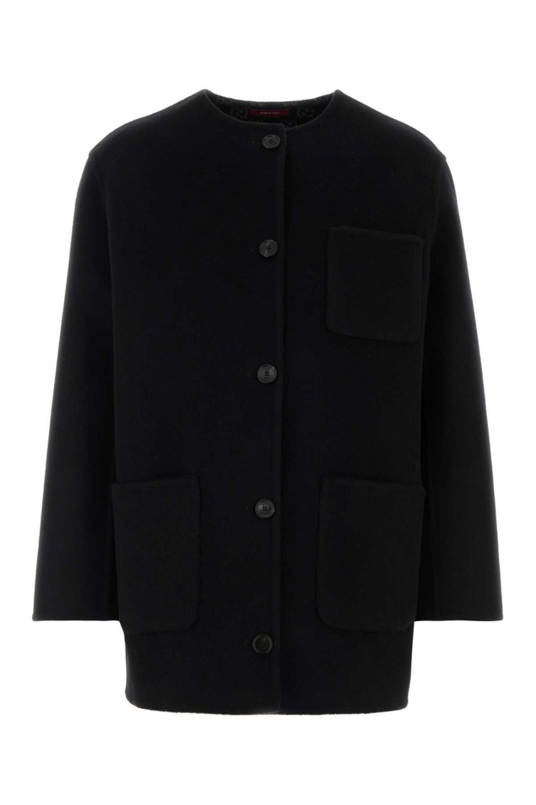 Gucci Reversible Wool And Silk Coat In Black
