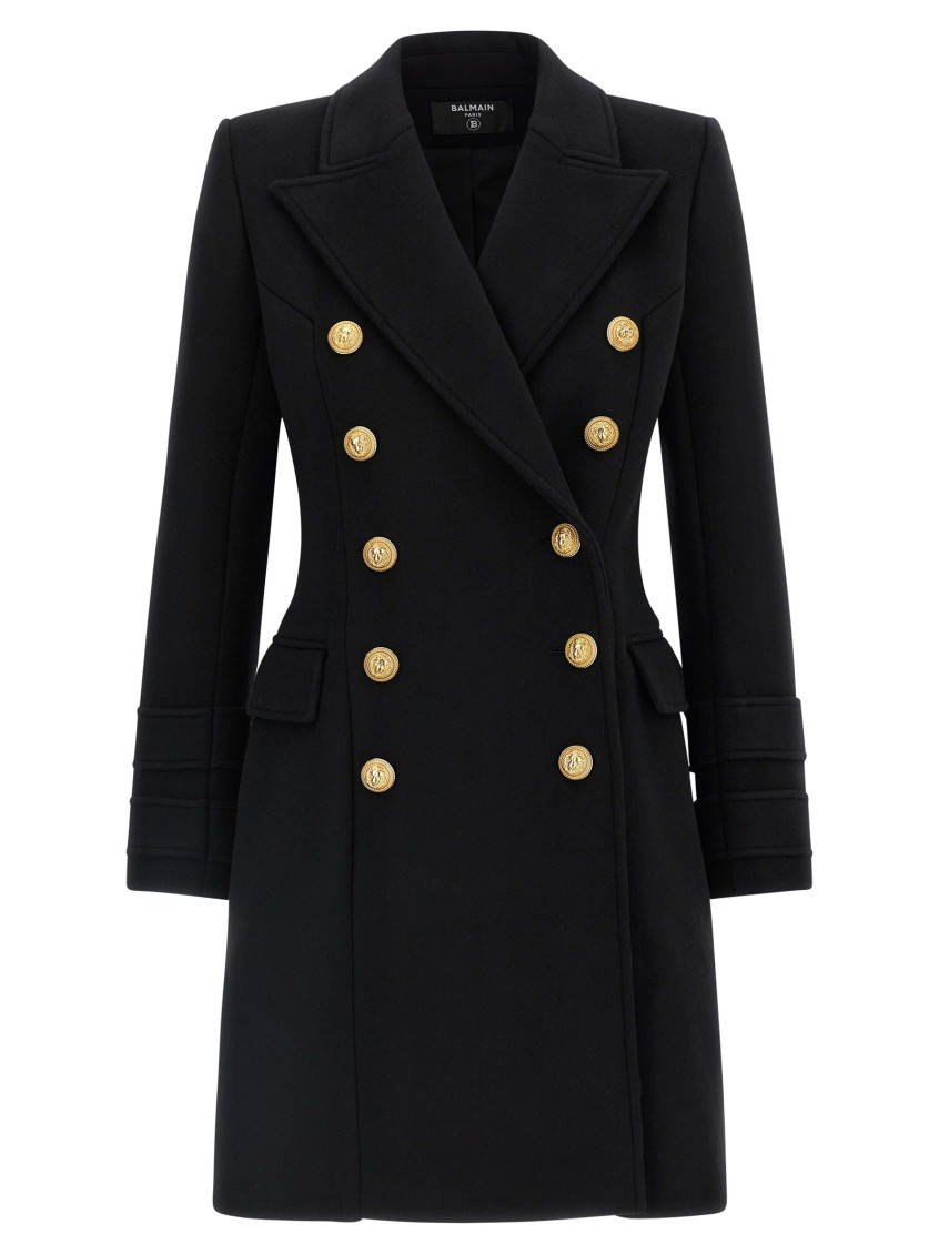 Balmain 10 Buttons Coat In Virgin Wool And Cashmere Women In Black