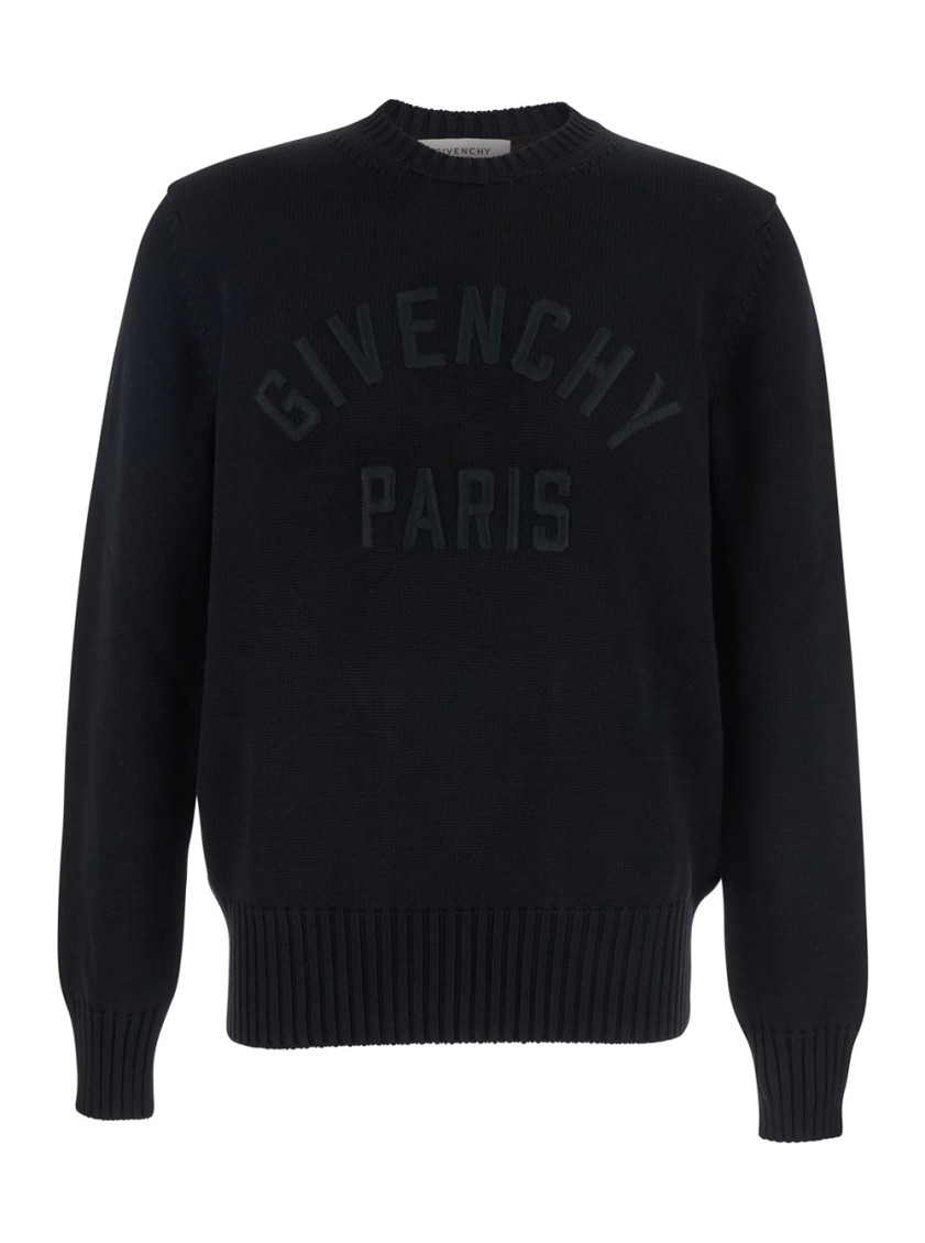 Givenchy Black Crewneck Pullover In Black