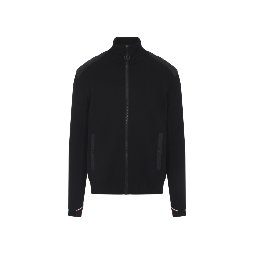 Moncler Padded Wool Zip-up Cardigan In Black