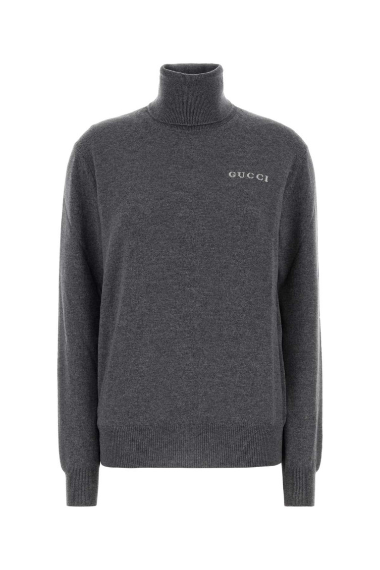 Gucci Grey Turtleneck Sweater In Cashmere In Gray