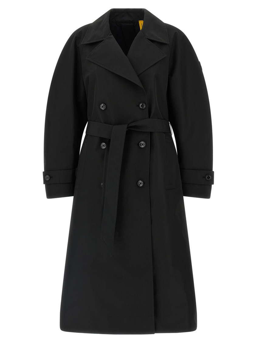 Moncler Black Double-breasted Trench Coat In Black