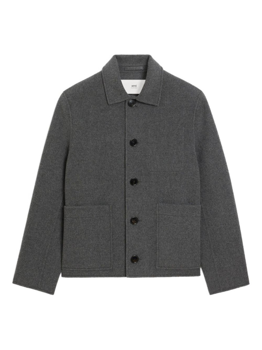 Ami Alexandre Mattiussi Grey Jacket With Classic Lapels And Button Closure In Wool Man In Gray