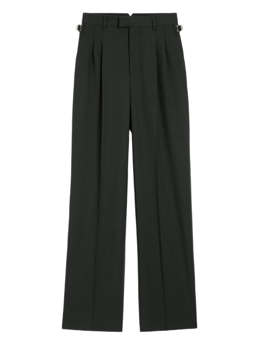Ami Alexandre Mattiussi Wide-leg High-rise Trousers With Front Pleats In Black