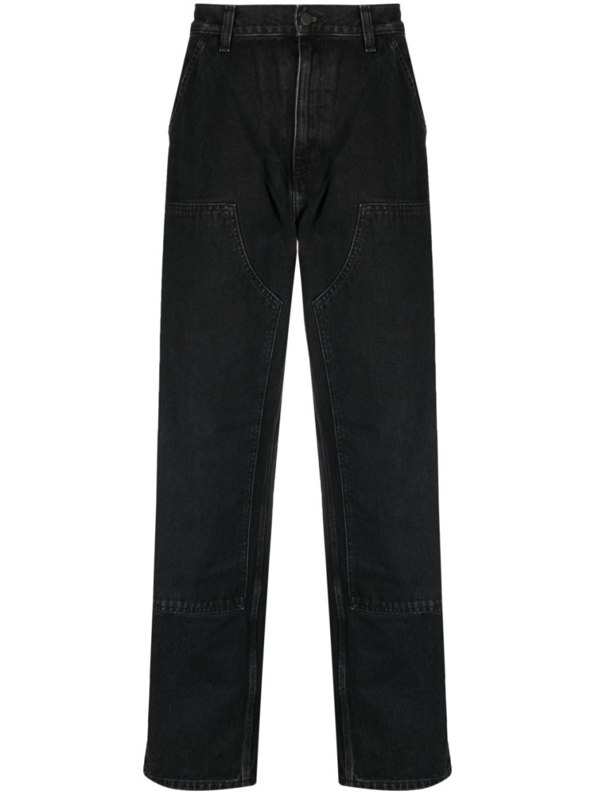 Carhartt Straight Leg Denim Trousers Pockets In Black