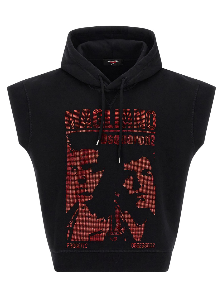 Dsquared2 Magliano Capsule Sleeveless Hoodie With Graphic Print In Black