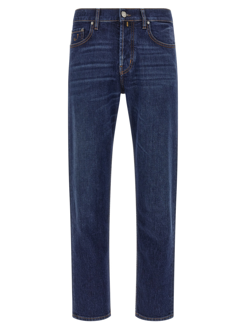 Jacob Cohen Five-pocket Jeans With Belt Loops And Contrast Stitching In Blue