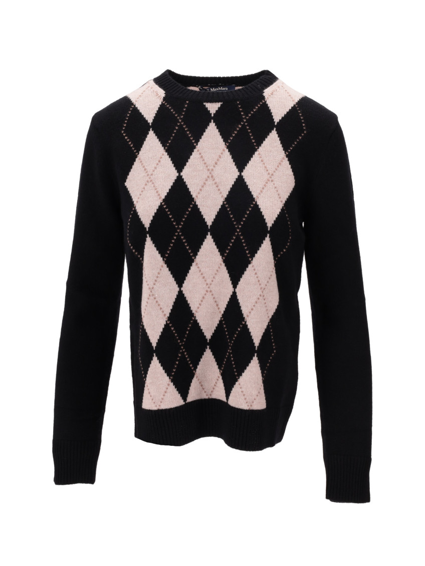 Max Mara Black Three-tone Sweater In Black