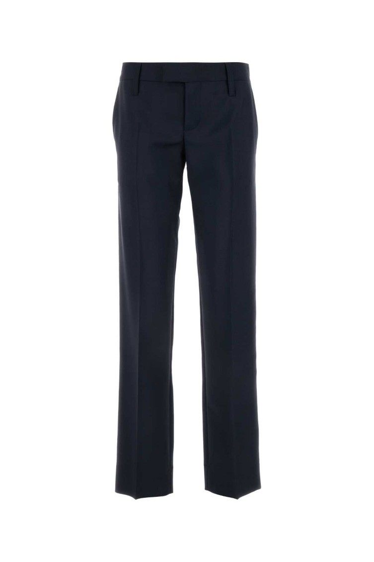 Shop Miu Miu Navy Blue Straight Leg Pant