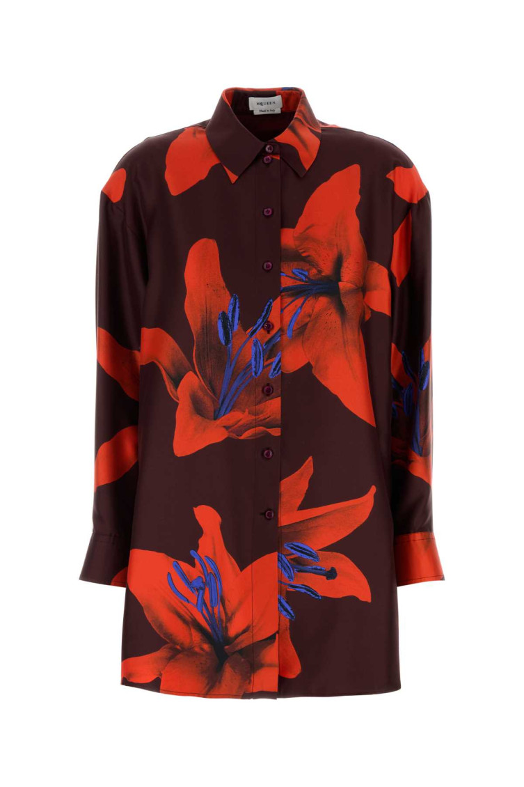 Alexander Mcqueen Red Floral-print Shirt In Red