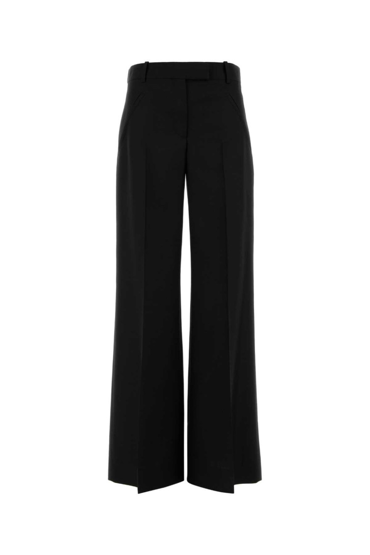 Shop Alexander Mcqueen Black Wool Blend Wide-leg Pant