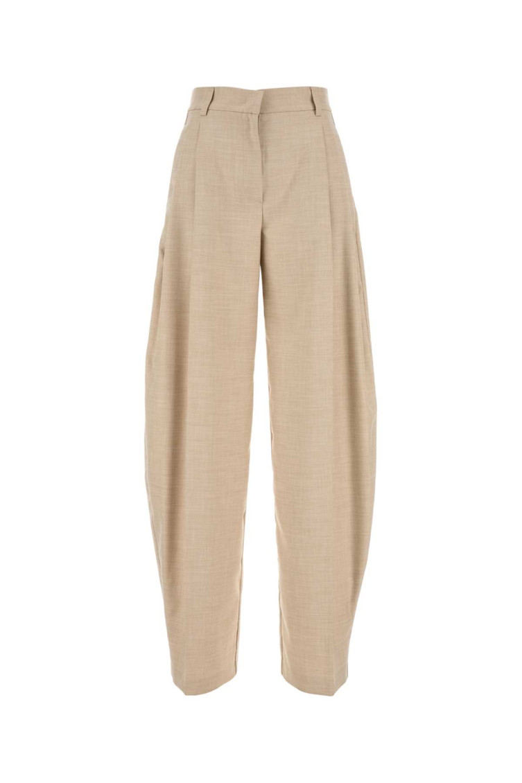 The Andamane Wide Leg Pleated Trousers With Pockets And Belt Loops In Beige