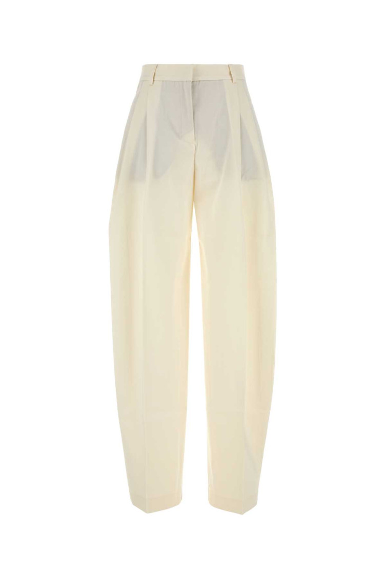 The Andamane Gabardine Trousers With Back Pockets And Pleated Design In Off White
