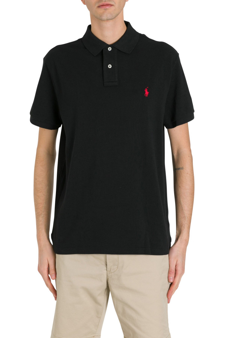 Polo Ralph Lauren Short-sleeve Polo Shirt With Traditional Collar And Embroidered Logo In Black