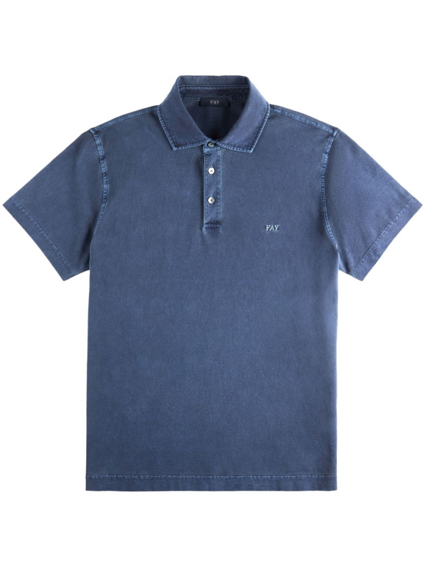 Fay Polo Shirt Collar Short Sleeves In Blue