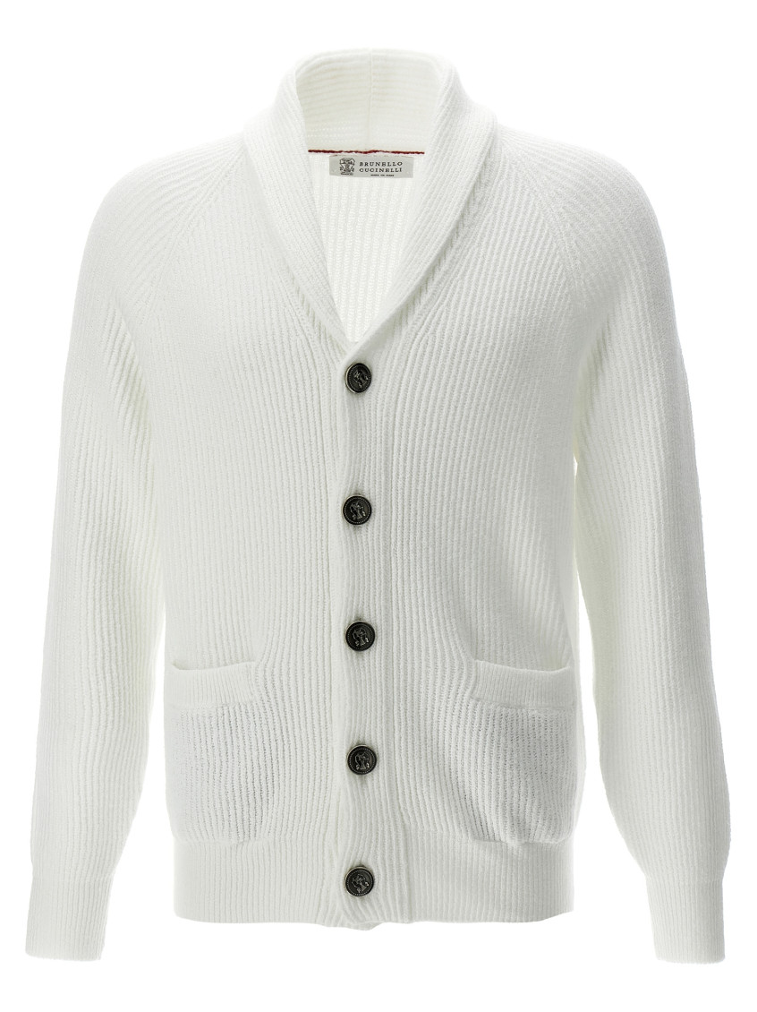 ニット・セーター BRUNELLO CUCINELLI Shawl cardigan White MNI708606 Brunello Cucinelli White Shawl cardigan for Men Online USA