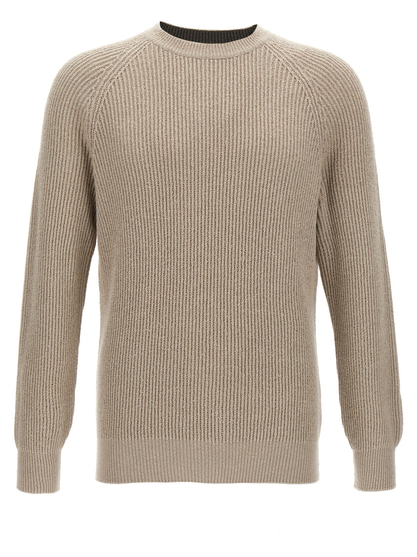 Brunello Cucinelli Ribbed Sweater Sweaters And Cardigans In Beige