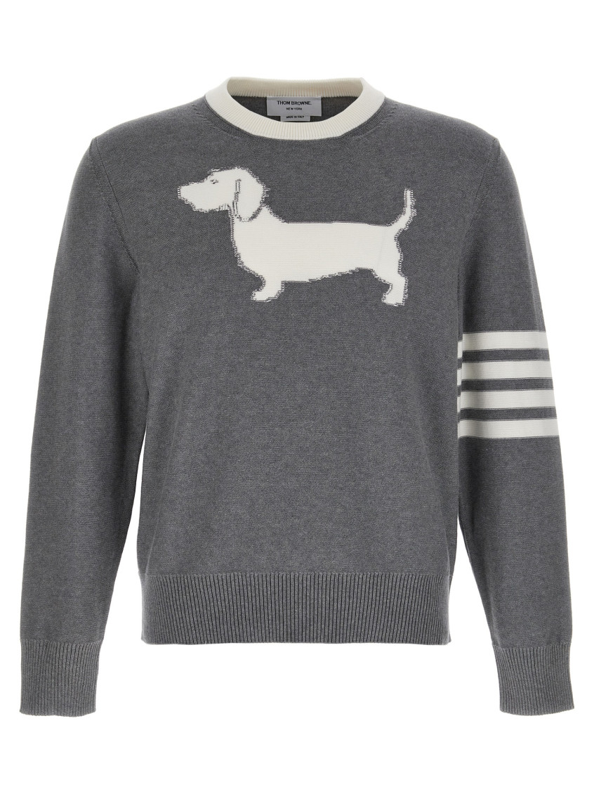 THOM BROWNE GREY 4-BAR HECTOR SWEATER