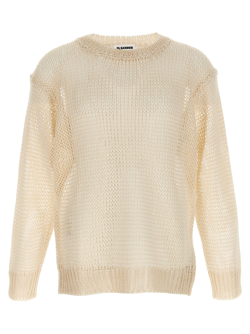 Jil Sander Mesh Net Knitwear Ribbed Finish In Beige