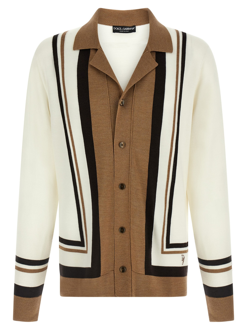 Dolce & Gabbana Logo Embroidery Cardigan Sweaters And Cardigans In Multicolor