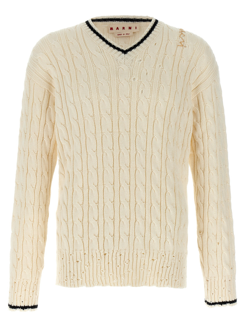 Shop Marni White V Neckline Sweater