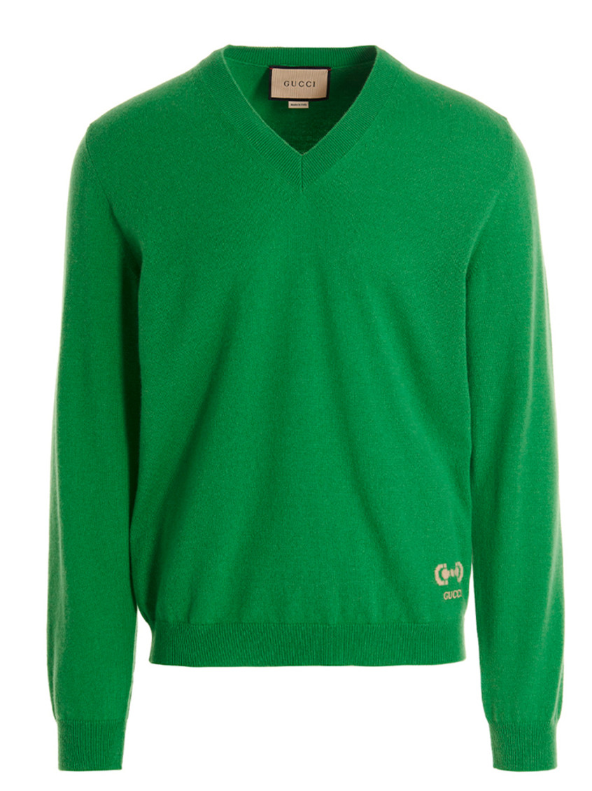 Gucci Logo Embroidery Sweater In Green